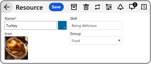 Custom data fields allow you to add data about resources. Then you pick the best resource for your thanksgiving dinner. 