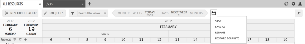 ganttic planner saving a view