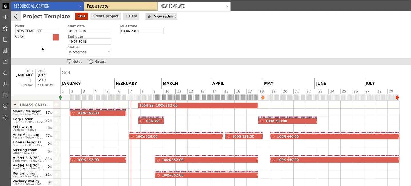 creating a project based on a project template