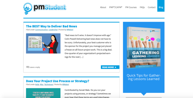 Students and seasoned project managers can all benefit from this project management blog.
