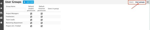 User groups are found in the right hand corner next to the User tab