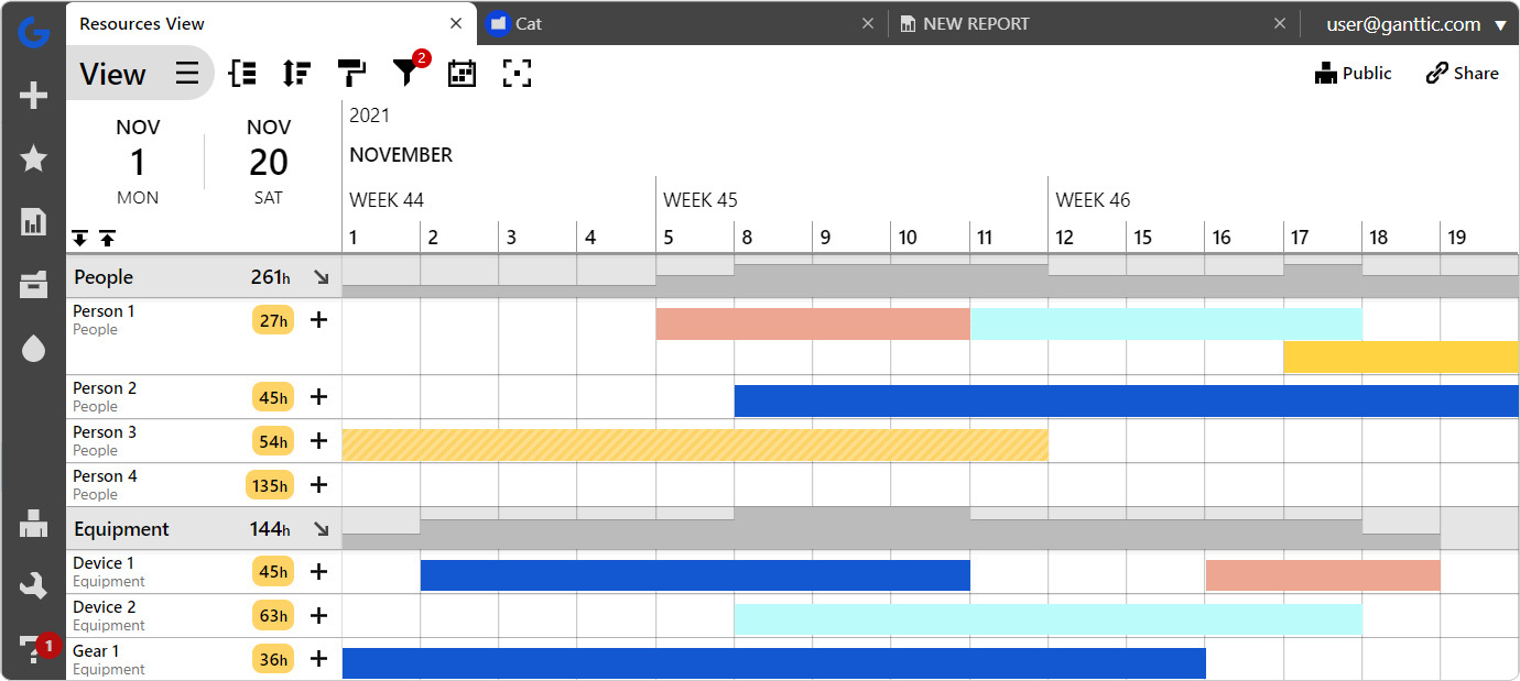 Ganttic is resource management software used for managing large global teams.  Get more organized with different Views