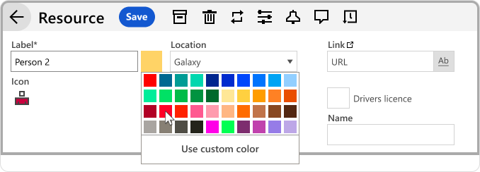 Choose the Resource color by opening the Resource Edit Dialog