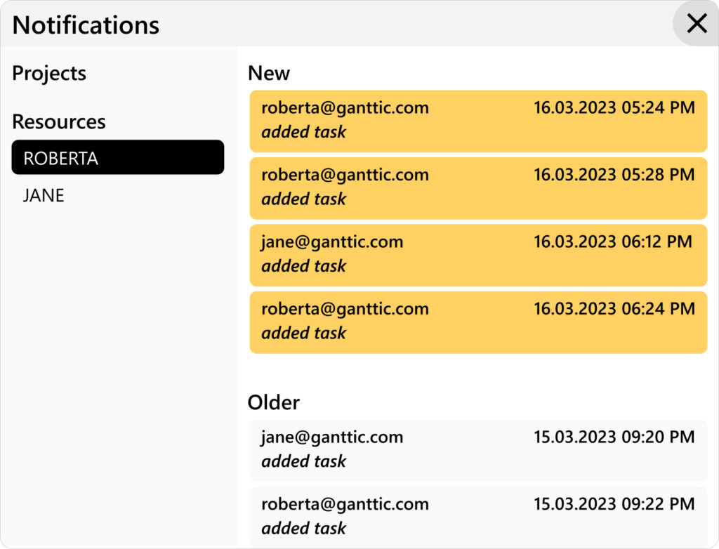 New Notification Center in Ganttic. See you Project and Resource Notifications all in one place. 