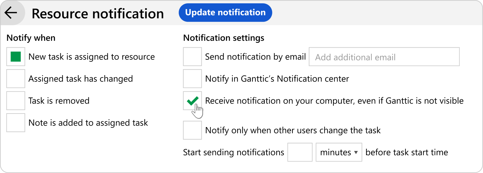 Ganttic's notifications keep everyone up to date with new tasks and activities. 