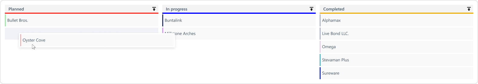 In Ganttic's drag and drop Kanban board, move columns from one to another. 
