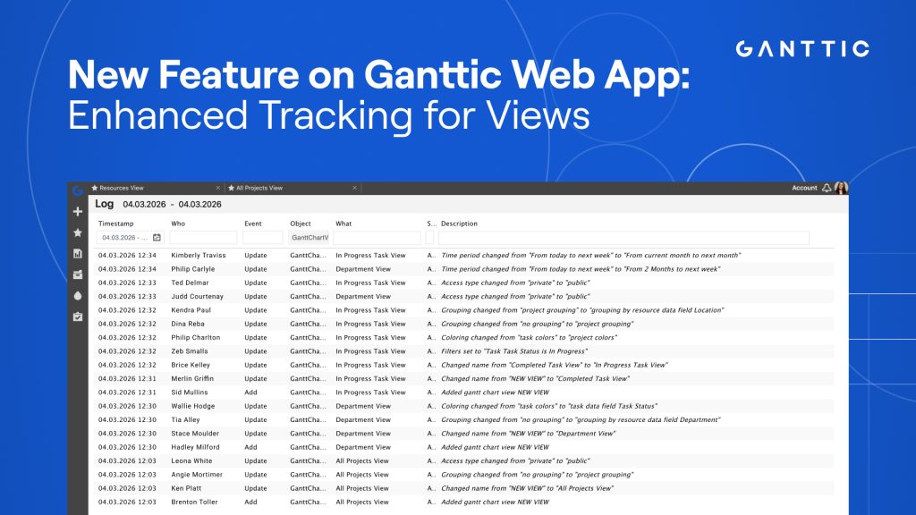 New feature on Ganttic web app - enhanced tracking for the Views function